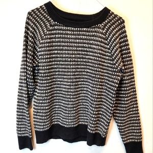 Men's New Black White Sweater Crewneck Cotton Polyester Size XL